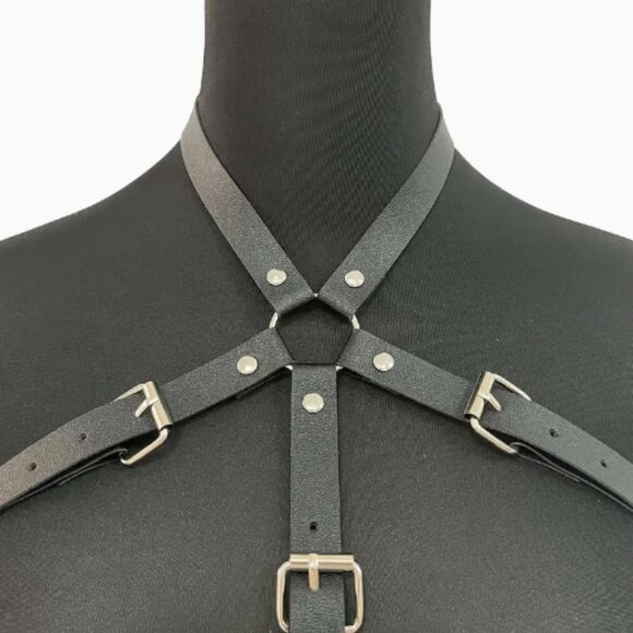 PU Leather Buckle Double Layer Harness Belt - Picture 4 of 5